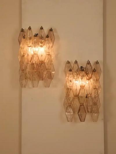 Carlo Scarpa Pair Carlo Scarpa for Venini Poliedri wall lights Italy circa 1960