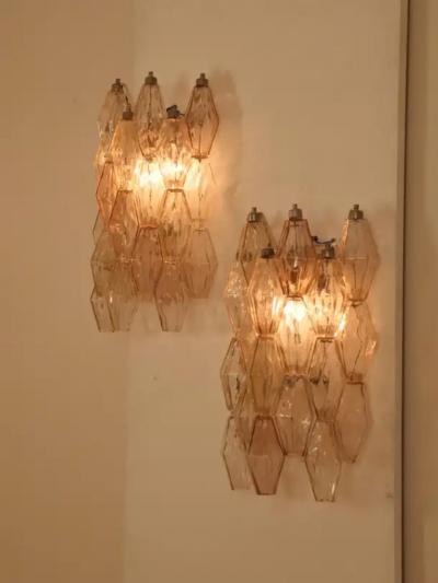 Carlo Scarpa Pair Carlo Scarpa for Venini Poliedri wall lights Italy circa 1960