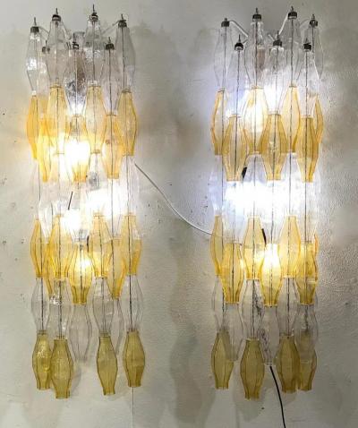 Carlo Scarpa Pair of Murano Glass Poliedri Wall Sconces by Carlo Scarpa for Venini 1960s