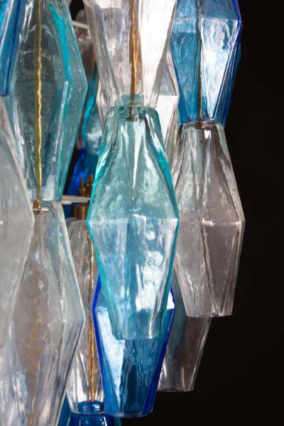Carlo Scarpa Pair of Murano Glass Sapphire Colored Poliedri Chandelier in the Style C Scarpa