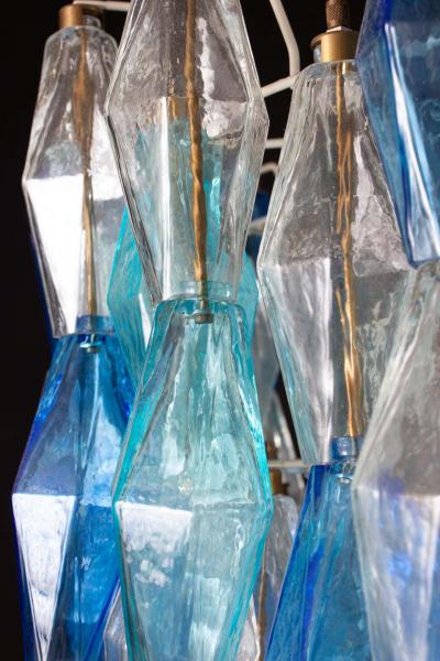 Carlo Scarpa Pair of Murano Glass Sapphire Colored Poliedri Chandelier in the Style C Scarpa