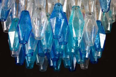 Carlo Scarpa Pair of Murano Glass Sapphire Colored Poliedri Chandelier in the Style C Scarpa
