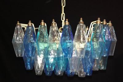 Carlo Scarpa Pair of Murano Poliedri Chandelier in the Style of Carlo Scarpa