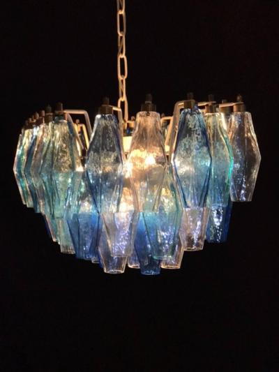 Carlo Scarpa Pair of Murano Poliedri Chandelier in the Style of Carlo Scarpa