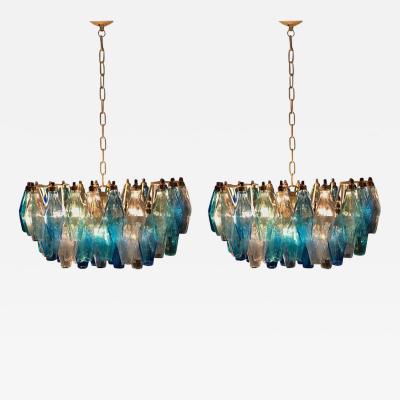 Carlo Scarpa Pair of Murano Poliedri Chandelier in the Style of Carlo Scarpa