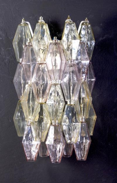 Carlo Scarpa Pair of Pink and Amber Poliedri Sconces Carlo Scarpa Venini Variation 1980