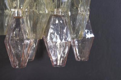 Carlo Scarpa Pair of Pink and Amber Poliedri Sconces Carlo Scarpa Venini Variation 1980
