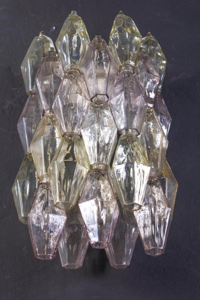 Carlo Scarpa Pair of Pink and Amber Poliedri Sconces Carlo Scarpa Venini Variation 1980