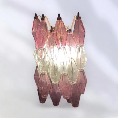 Carlo Scarpa Pair of Pink and Clear Poliedri Sconces Carlo Scarpa Venini Variation 1980