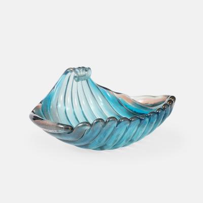 Carlo Scarpa Rare Sculptural Blue Glass Shell Dish by Carlo Scarpa for Venini