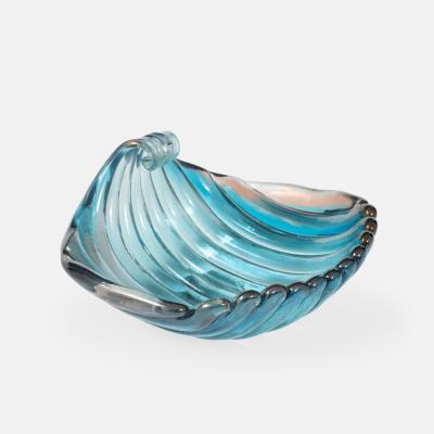 Carlo Scarpa Rare Sculptural Blue Glass Shell Dish by Carlo Scarpa for Venini