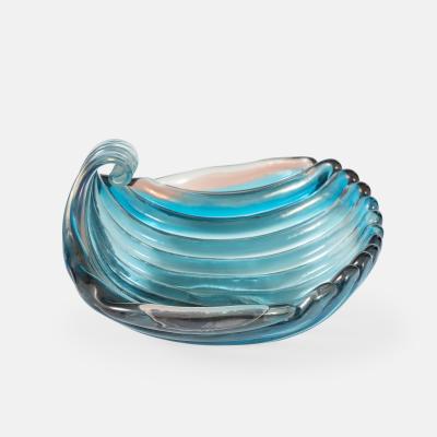 Carlo Scarpa Rare Sculptural Blue Glass Shell Dish by Carlo Scarpa for Venini