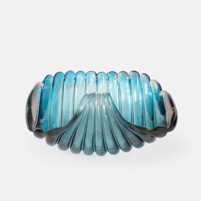 Carlo Scarpa Rare Sculptural Blue Glass Shell Dish by Carlo Scarpa for Venini