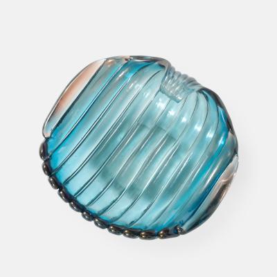 Carlo Scarpa Rare Sculptural Blue Glass Shell Dish by Carlo Scarpa for Venini