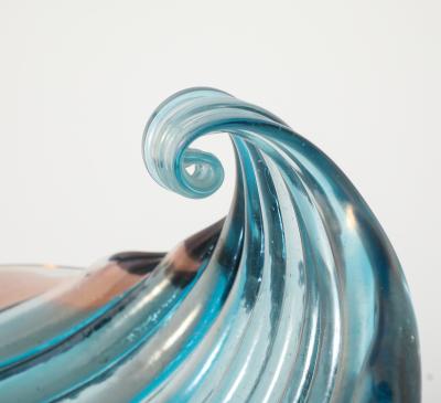 Carlo Scarpa Rare Sculptural Blue Glass Shell Dish by Carlo Scarpa for Venini
