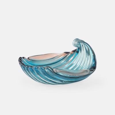 Carlo Scarpa Rare Sculptural Blue Glass Shell Dish by Carlo Scarpa for Venini