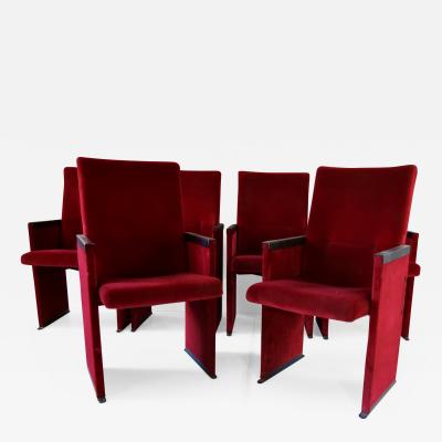 Carlo Scarpa Set of 12 Red Velvet Carlo Scarpa Theatre Chairs from the Auditorium Roma 1960