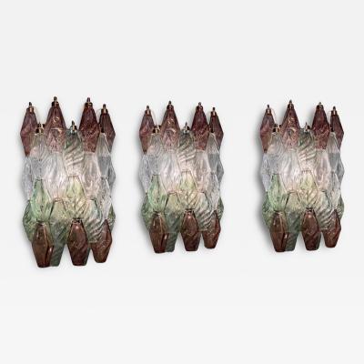 Carlo Scarpa Three Poliedri Sconces or Wall Lights Carlo Scarpa Venini Variation 1980