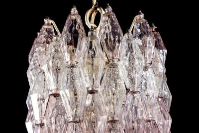 Carlo Scarpa Venini Pink and Ice Original Poliedri Chandelier by Carlo Scarpa 1955