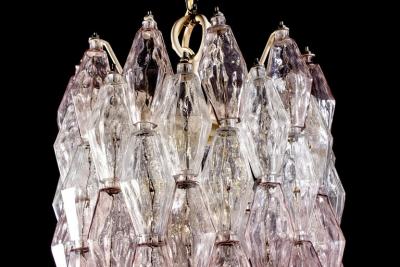 Carlo Scarpa Venini Pink and Ice Original Poliedri Chandelier by Carlo Scarpa 1955