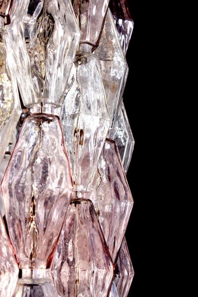 Carlo Scarpa Venini Pink and Ice Original Poliedri Chandelier by Carlo Scarpa 1955