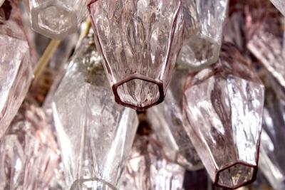 Carlo Scarpa Venini Pink and Ice Original Poliedri Chandelier by Carlo Scarpa 1955