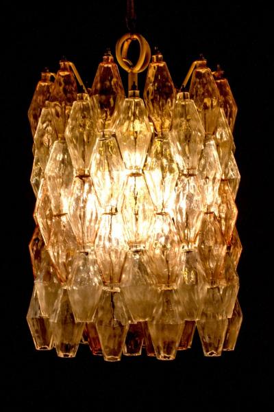 Carlo Scarpa Venini Pink and Ice Original Poliedri Chandelier by Carlo Scarpa 1955