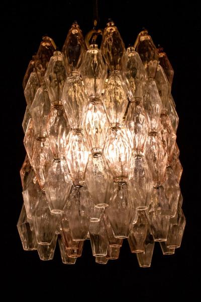 Carlo Scarpa Venini Pink and Ice Original Poliedri Chandelier by Carlo Scarpa 1955