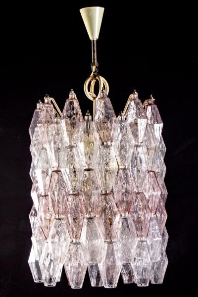 Carlo Scarpa Venini Pink and Ice Original Poliedri Chandelier by Carlo Scarpa 1955