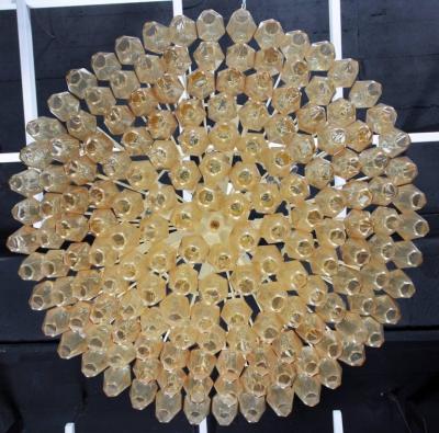 Carlo Scarpa Very Huge Amber Polyhedral Murano Glass Chandelier in the Manner of Venini