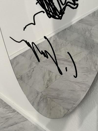 Carlo Scarpa Vintage 20th Century Mirror with Autoportrait of Carlo Scarpa for Gavina