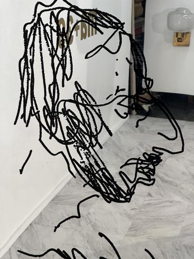 Carlo Scarpa Vintage 20th Century Mirror with Autoportrait of Carlo Scarpa for Gavina