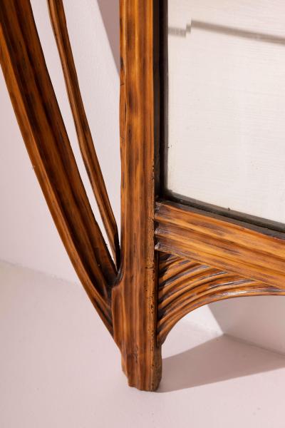 Carlo Zen Art nouveau wall mirror in beech by Carlo Zen Italy 1920s