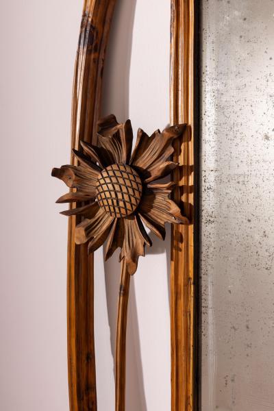 Carlo Zen Art nouveau wall mirror in beech by Carlo Zen Italy 1920s