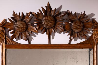 Carlo Zen Art nouveau wall mirror in beech by Carlo Zen Italy 1920s