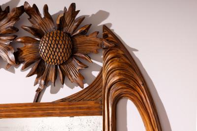 Carlo Zen Art nouveau wall mirror in beech by Carlo Zen Italy 1920s