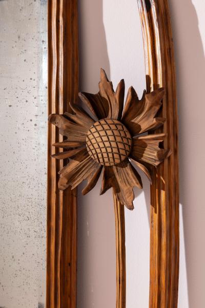 Carlo Zen Art nouveau wall mirror in beech by Carlo Zen Italy 1920s