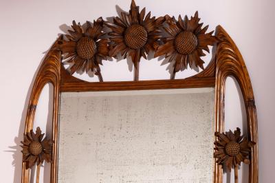 Carlo Zen Art nouveau wall mirror in beech by Carlo Zen Italy 1920s