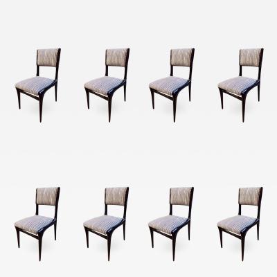 Carlo de Carli Carlo de Carli Chairs Set of 8 Reupholstered with Vintage Fabric Italy