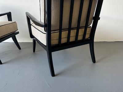 Carlo de Carli Carlo di Carli A Pair of Black Lacquer Arm Chairs Carlo diCarli 1950s