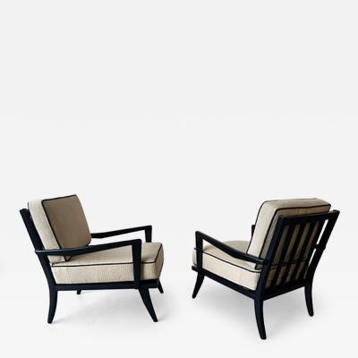 Carlo de Carli Carlo di Carli A Pair of Black Lacquer Arm Chairs Carlo diCarli 1950s