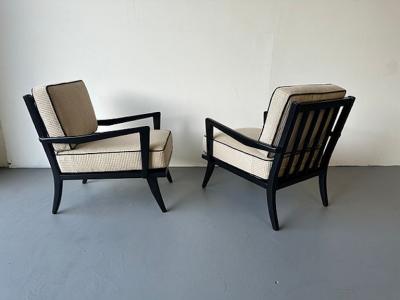 Carlo de Carli Carlo di Carli A Pair of Black Lacquer Arm Chairs Carlo diCarli 1950s