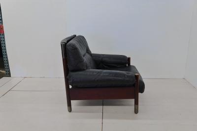 Carlo de Carli Carlo di Carli Black Midcentury Lounge Chair with Ottoman Model Sella by Carlo de Carli 1960s