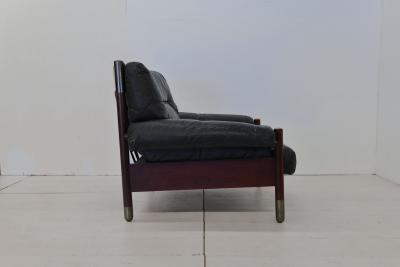 Carlo de Carli Carlo di Carli Black Midcentury Lounge Chair with Ottoman Model Sella by Carlo de Carli 1960s