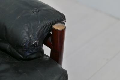 Carlo de Carli Carlo di Carli Black Midcentury Lounge Chair with Ottoman Model Sella by Carlo de Carli 1960s
