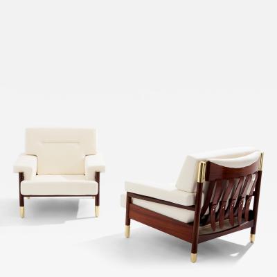 Carlo de Carli Carlo di Carli Carlo De Carli pair of armchairs rosewood brass leather 1966