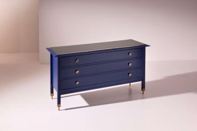 Carlo de Carli Carlo di Carli Carlo de Carli chest of drawers in blue lacquered wood by Sormani Italy 1960s
