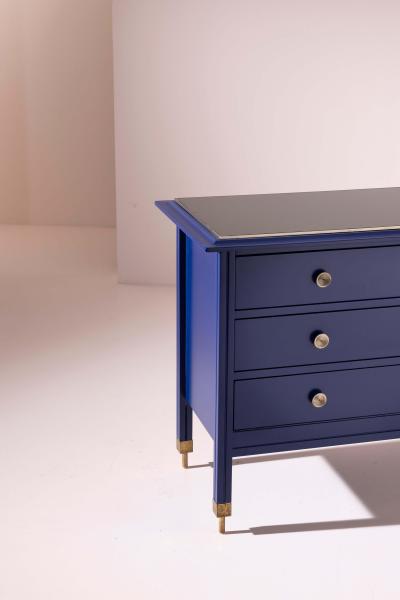 Carlo de Carli Carlo di Carli Carlo de Carli chest of drawers in blue lacquered wood by Sormani Italy 1960s