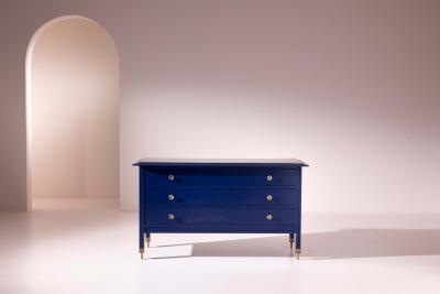 Carlo de Carli Carlo di Carli Carlo de Carli chest of drawers in blue lacquered wood by Sormani Italy 1960s