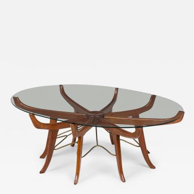 Carlo de Carli Carlo di Carli Modern Mahogany Steel Glass Coffee Table Attributed to Carlo de Carli 